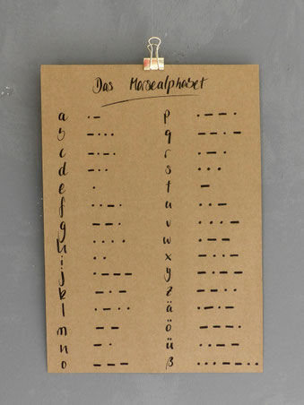 Der internationale Morsecode - handgeschrieben.