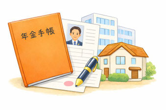 個人向け年金手続き（障害年金・老齢年金・遺族年金）の相談イメージイラスト