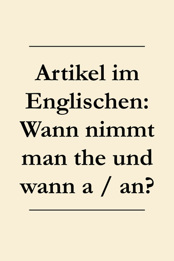 Artikel Englisch