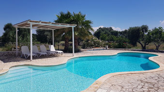 Private pool of trulli holiday home for rent in Ostuni, Puglia, Italy