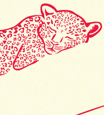 Leopard vinyl sticker lying on a branch close up showing the spot shape detail and sleeping face.