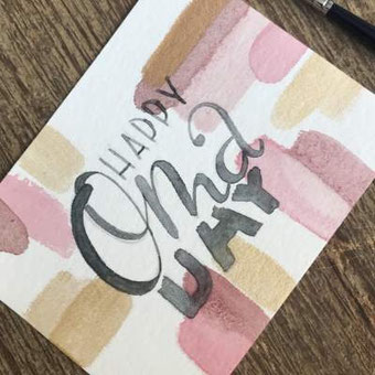 einfache Watercolor Geburtstagskarte mit Handlettering