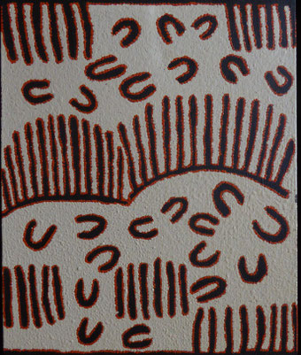 クララ・ナパルラ「女性の食物採集」アクリル・キャンバス 38x46cm