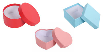 CAJA DE JOYERRIA LISA CIRCULAR CUADRADA Y CORAZON