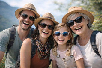 Familie mit Sonnenbrillen