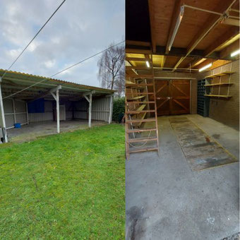 leegruimen overkapping en schuur / garage 