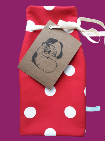 Flaschenkühler für Sektflaschen Weihnachtsmotiv Santa Claus rot weiß Polka Dots