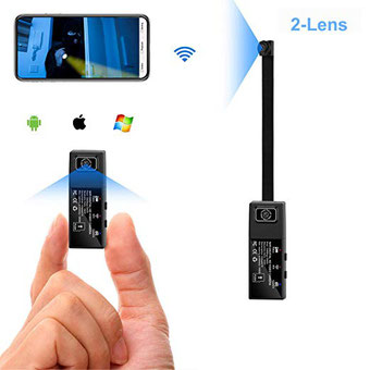 Cámara mini cámara espía Wifi 2 lentes HD 1080P Cámara oculta portátil Cámara portátil con cuerpo de niñera para aplicaciones móviles con alarma de detección de movimiento Version Versión de actualización）