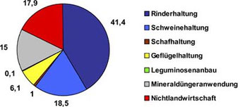Abbildung 1: Verteilung der Ammoniak-Emissionen in Deutschland im Jahr 1999 ( Quelle: DÖHLER et al 2002)