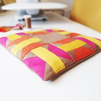 Patchwork Wärmekissen von der Seite