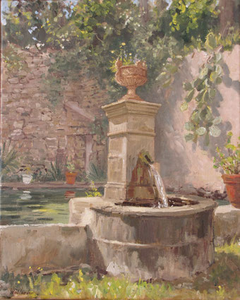 Tony Wahlander (Wåhlander) La belle fontaine de la grande Bastide de Barjols