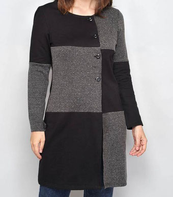 cardigan-schwarz-grau-karomuster