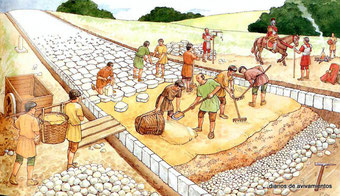 Construcció d'una via romana