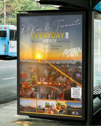Grafica ischia per locandina prmozionale Aperol al tramonto
