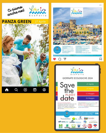 Programmi degli eventi in formato social per la pubblicità delle giornate ecologiche attraverso post, reel e storie leggibili ed accuratamente proporzionati