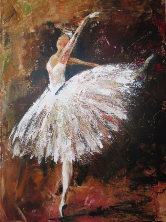Ballerina , nach russischen Vorbild , Acryl auf Karton , 50x70, BNr.308 cm
