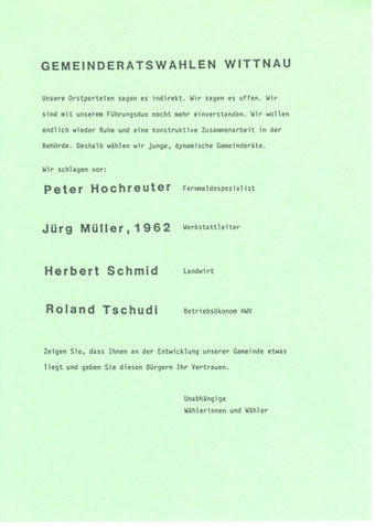 Flugblatt vom 4. Oktober 1985