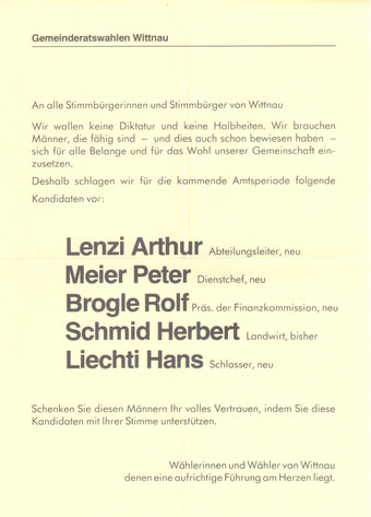 adressiertes Flugblatt, 4. Okt. 1985