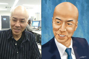 写真を元に似顔絵を描くプロのスキル、マルチクリエイターYORIYASUが手掛けた制作例
