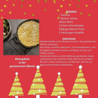 Adventskalender Käsespätzle gusseiserne Bratpfanne