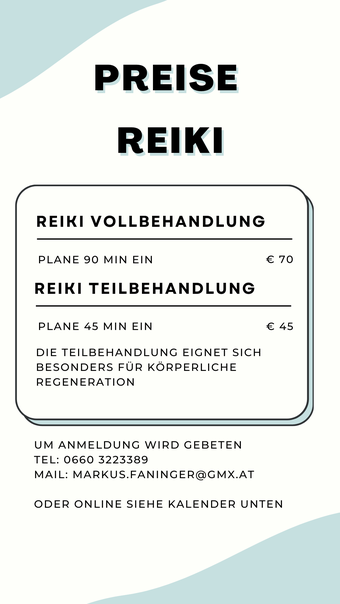 Reiki Gastein Preisliste