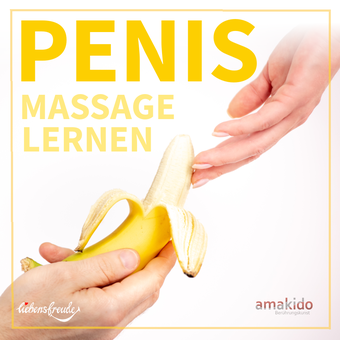 Penismassage lernen. Symbolbild für eine liebevolle, achtsame Berührung Nachgestellt mit einer geschälten Banane 