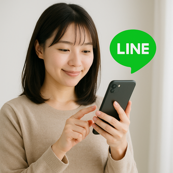 LINEで畳の見積もりをする女性