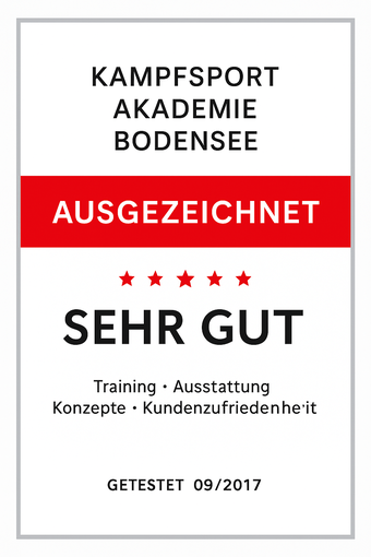 Auszeichnung Sehr Gut für die Kampfsport Akademie Bodensee - Top Bewertung für Training, Ausstattung und Kundenzufriedenheit