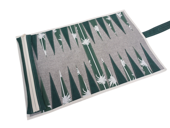 Backgammon to go Reisespiel grün mit Palmen