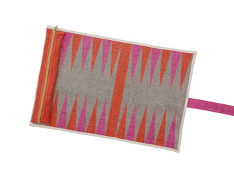 Backgammon to go Reisespiel orange pink