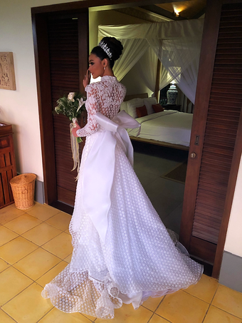 Whulan in her second gown for the international wedding.