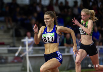 Jamira Lauf (813) holte in ihrem 300-m-Hürdendebüt den Kreistitel und die DM-Norm für die U16-Meisterschaften. (Foto: Jan-Hendrik Ridder)