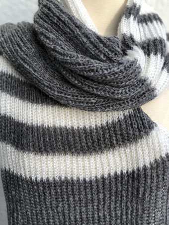 Patentmuster, Patentschal, Patentmusterschal, Fishermen´s rib scarf, Flauschrausch, Strickfisch