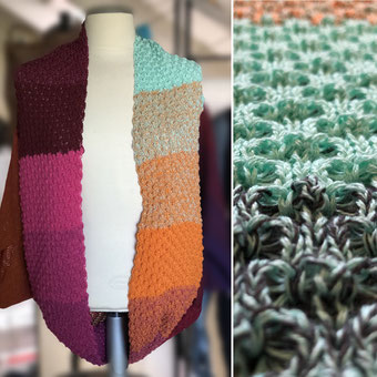 Seelenwärmer, Fangmuster, Strickmaschine