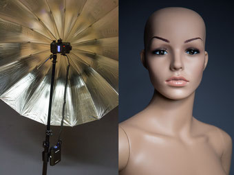 Light Shooter mit Power Porta entfesselt mit großem Reflexschirm gibt ein wunderbar weiches Portraitlicht