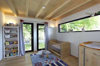 Timber ceilings in a flat pack home from Stommel Haus