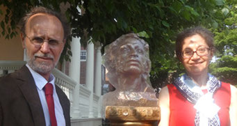 Forum participants at the Pushkin's bust.