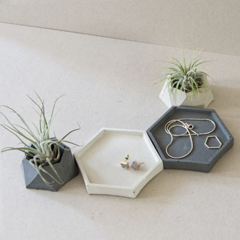 Concrete Hexagon and Planter Gift Set by PASiNGA