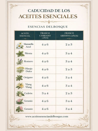 Vencimientos de los Aceites Esenciales Esencias del Bosque