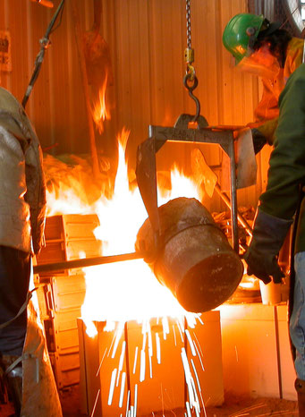 Pouring iron at Max Cast Foundry in Iowa