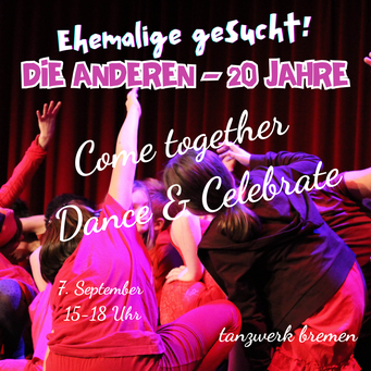 Suchanzeige für Ehemalige Mitglieder von unserem Projekt "Die Anderen". Du kannst hier klicken um mehr zu unserem 20 Jahre JUbiläum zu erfahren.