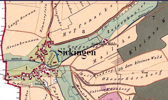 Gemarkungsplan von Sickingen; Druck von 1867, GLA Karlsruhe H-1 Nr. 1752?