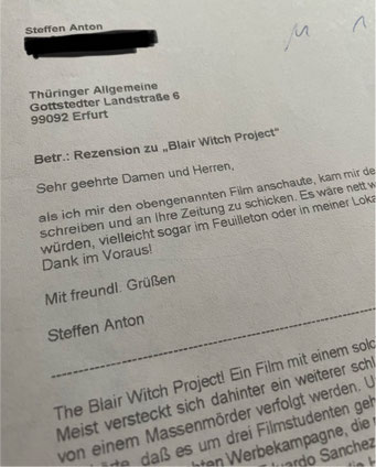 Mit diesem Fax versuchte ich mein Glück bei der TA – leider erfolglos.