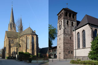 Ein Huckinger aus St. Peter und Paul (l.) besichtigte kürzlich alle neun Kirchen der Pfarrei St. Johann (r.) in Hamborn