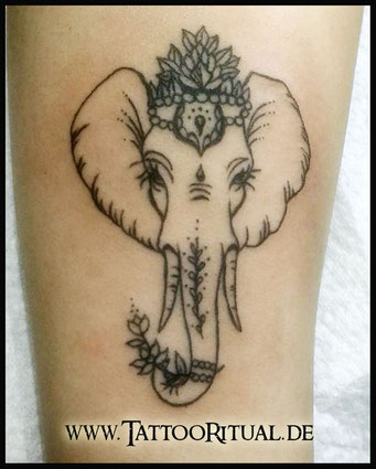 Fineline Tattoo Elefant Garnesh in Rostock