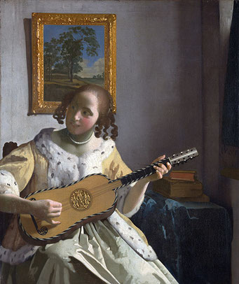 Die Gitarrenspielerin. Gemälde von J. Vermeer. 1672.