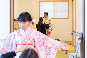 愛知県扶桑町　自宅でお支度　七五三写真撮影　レンタル衣裳　