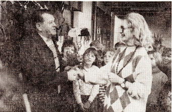 Hausmeister Ehlerts Abschiedsfeier im Februar 1993 (Foto Haitz)