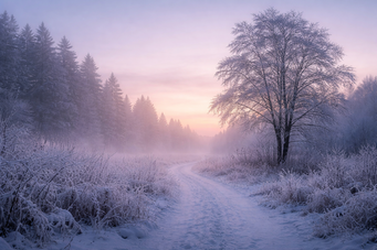 Stiller Wintermorgen im Wald, gedämpftes Licht zwischen den Bäumen – Sinnbild für die Zeit zwischen den Jahren.