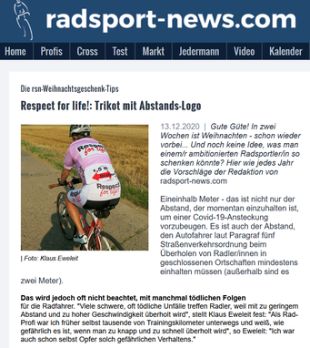 Artikel über respecct-for-life in radsportnews.com